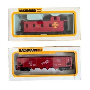 Vintage New in box Train Cars Bachmann Ho Toy lot of 2 Hopper Car Steel Caboose